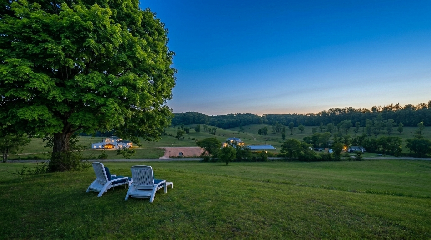 Evening view of Keg Springs Valley from the property